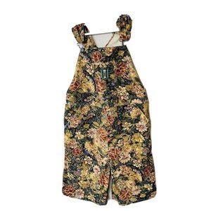 NOS Vintage Ikeda Country Floral Short Jean Bib Overalls Shortalls